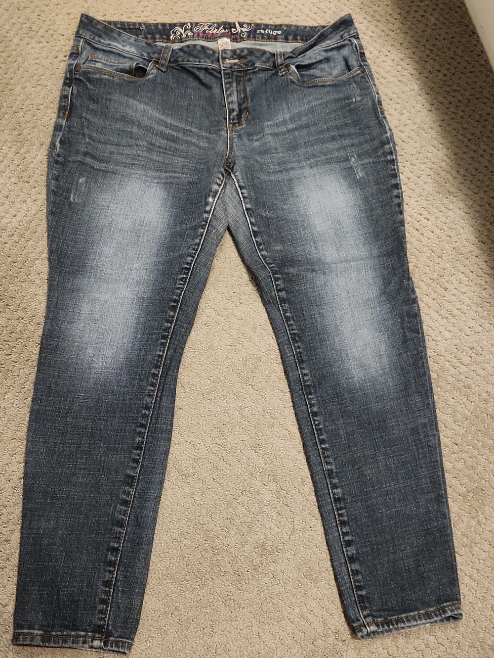 Refuge Dark Blue Washed Skinny Jeans 14S
